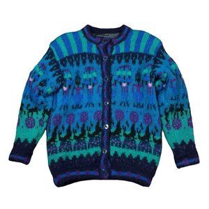 Blarney Castle Ireland Mohair Blend‎ Multicolor Lined Cardigan Women's Sz M